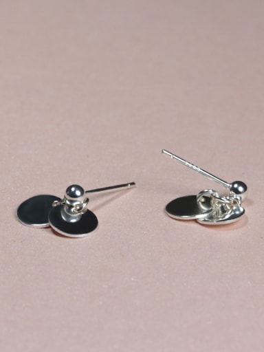 Simple Tiny Double Circles 925 Silver Stud Earrings