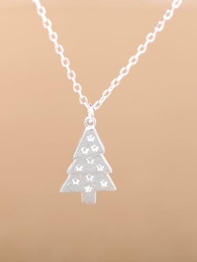 Tiny Christmas Tree Silver Necklace