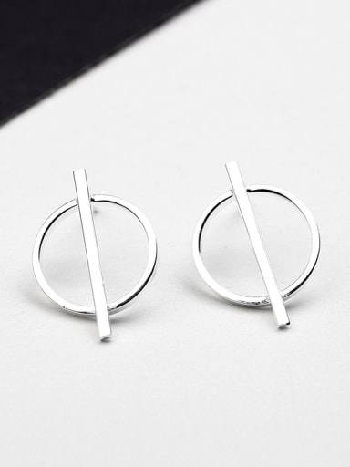 Simple Round Slim Bar Stud Earrings