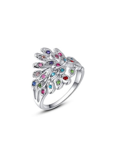 Exquisite Colorful Peacock Shaped Austria Crystal Ring