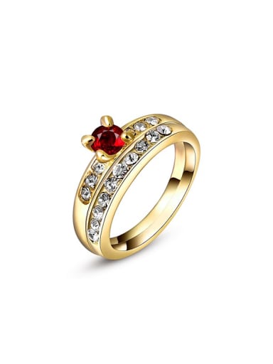 Elegant Red Double Layer Design Zircon Ring