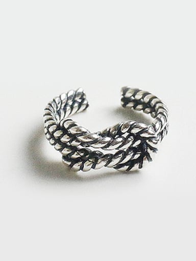 Retro style Two-band Knot Antique Silver Plated Opening Ring