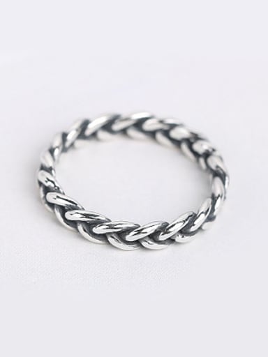Retro Thai Silver Woven Ring