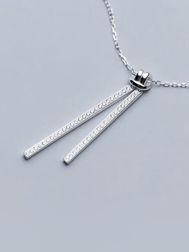 925 Sterling Silver With Platinum Plated Simplistic Geometric Necklaces