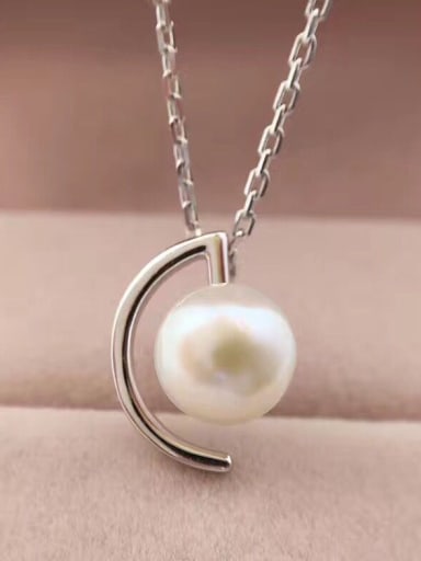 Personalized Freshwater Pearl Crescent Necklace
