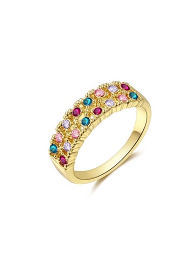 Multi-color 18K Gold Plated Crystal Ring