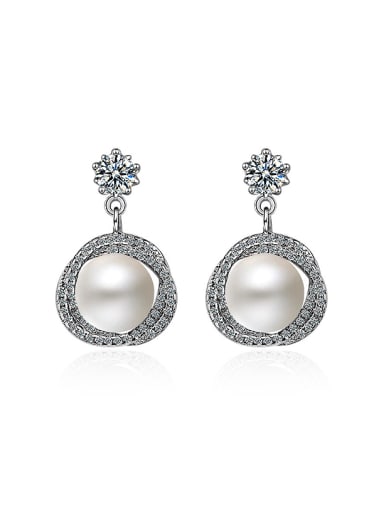 Fashion Shiny Zirconias Imitation Pearl Stud Earrings