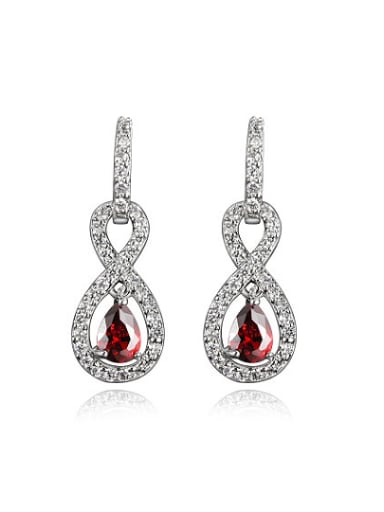 Shimmering Red Number Eight Shaped Drop Earrings