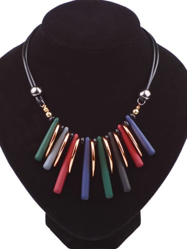 Fashion Resin Bars Artificial Leather Alloy Necklace