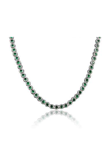 Exquisite Green Platinum Plated Zircon Necklace