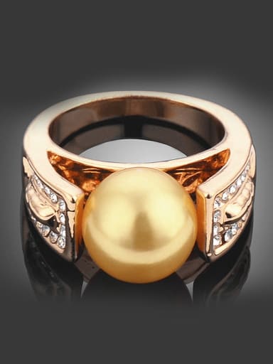 Alloy Gold Plated Artificial Pearl Rhinestones Ring