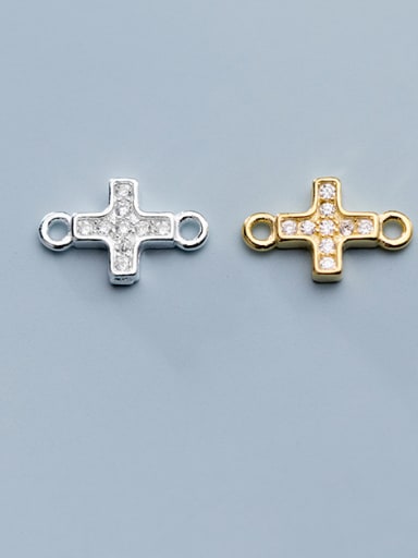 custom 925 Sterling Silver With  Cubic Zirconia Simplistic Cross Beads
