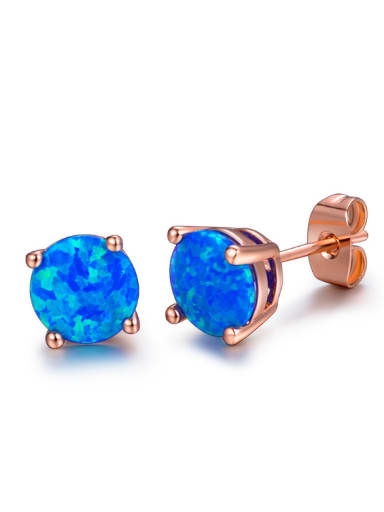Blue Opal Classical Small Women Stud Earrings