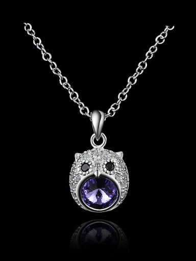 Fashion Cubic Zirconias-covered Owl 925 Sterling Silver Pendant