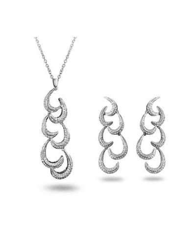 Delicate Moon Shaped Zircon Two Pieces Jewelry Set