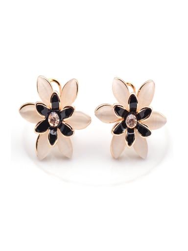 Fashion Oval Opal stones Flower Alloy Stud Earrings