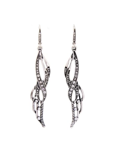 Retro Silver Plated Leaves Shaped Drop Earrings