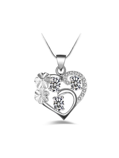 Fashion Hollow Heart Shiny Zirconias Copper Necklace