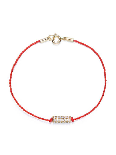 Simple Cubic Shiny Zirconias Red Rope Copper Bracelet