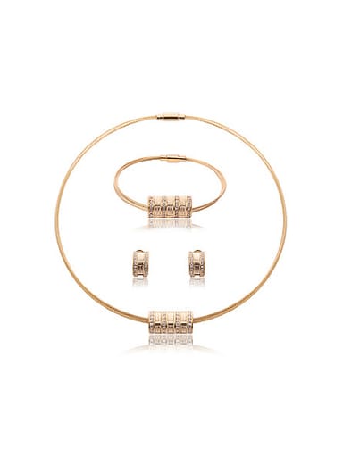 2018 2018 2018 2018 Alloy Imitation-gold Plated Fashion Rhinestones Three Pieces Jewelry Set