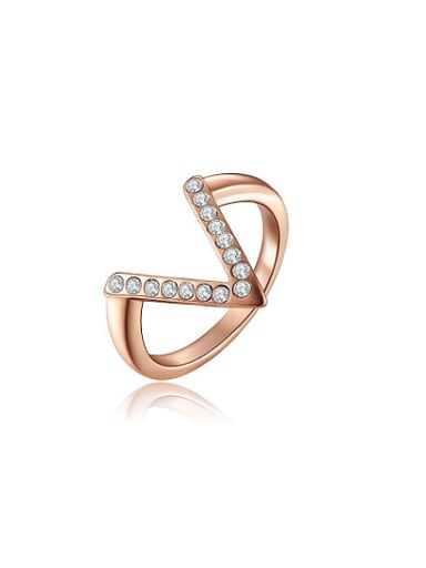 Delicate Letter V Shaped Austria Crystal Ring