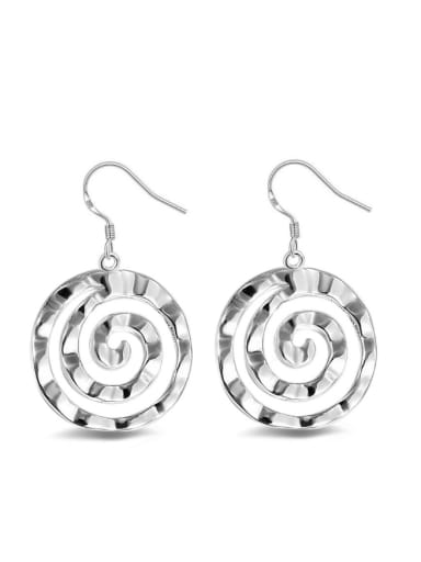 Round Fashion White Gold Plated Drop Earrings