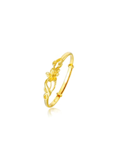 2018 Copper Alloy 24K Gold Plated Classical Flower Bangle