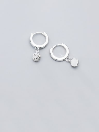 925 Sterling Silver With Platinum Plated Simplistic Flower Clip On Earrings