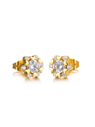 Fashion Gold Plated Zircon Flowery Stud Earrings