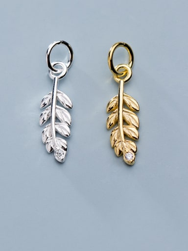 925 Sterling Silver With Cubic Zirconia  Simplistic Leaf Charms