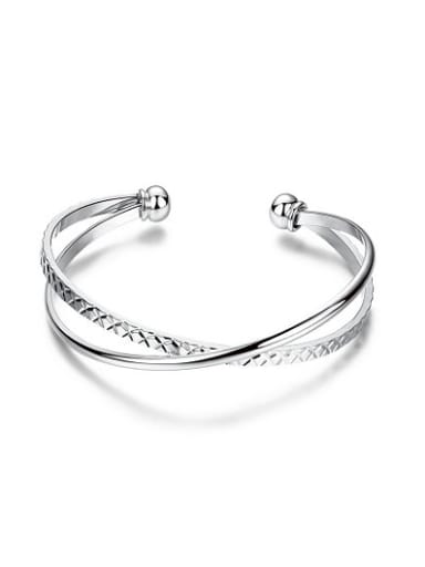 Exquisite White Gold Plated Cross Bangle