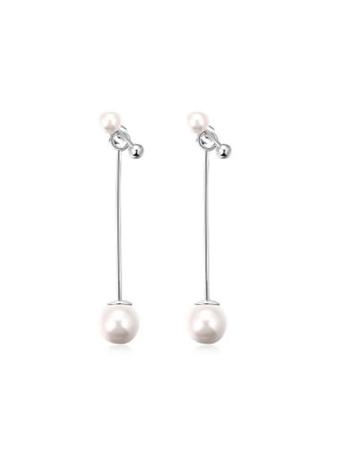 Fashion Platinum Plated Artificial Pearl Drop Earrings