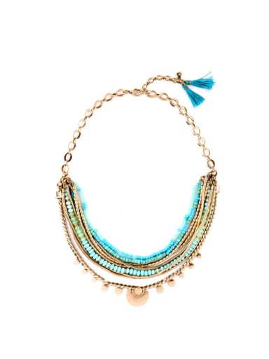 Multi-layer Artificial Stone Beads  Alloy Necklace