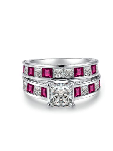 Double Ring Luxury Pink Color Engagement Ring