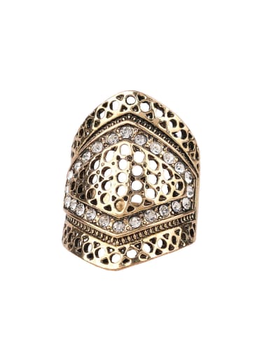 Retro style Hollow White Crystals Alloy Ring