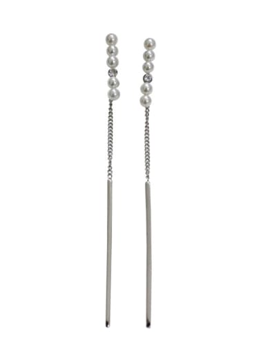 Fashion White Little Artificial Pearls Silver Stud Earrings