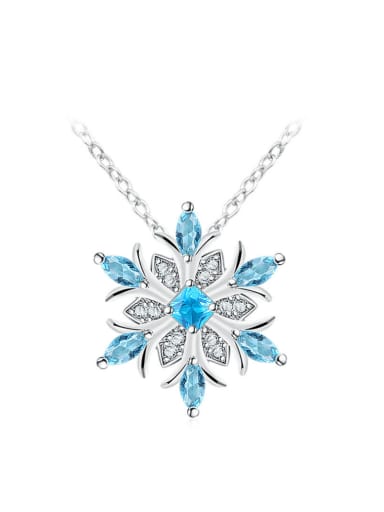 Exquisite Blue Snowflake Shaped Women Necklace