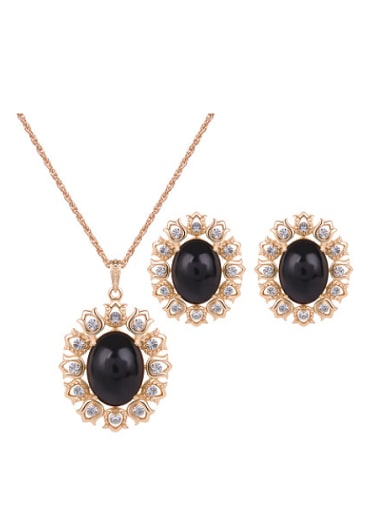 2018 2018 2018 2018 Alloy Imitation-gold Plated Fashion Artificial Stones Two Pieces Jewelry Set