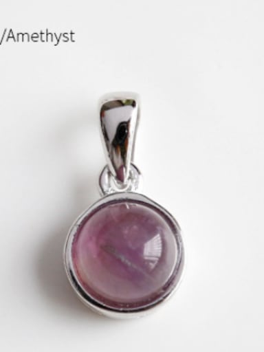 Amethyst Sterling silver crystal agate geometry semi-precious stones pendant