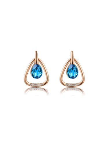Blue Water Drop Shaped Austria Crystal Stud Earrings