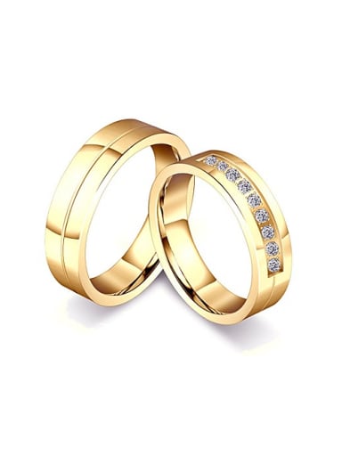 18K Gold Plated Rhinestones Lovers band ring