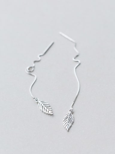 Elegant Leaf Shaped S925 Silver Line Earrings