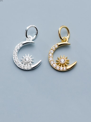 925 Sterling Silver With  Cubic Zirconia Personality Moon Charms