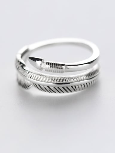 Fashion Multi-Layer Design Leaf Shaped S925 Silver Ring