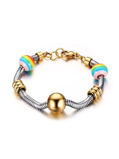 Exquisite Gold Plated Colorful Beads Titanium Bracelet