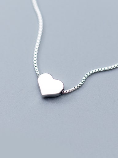 Women Elegant Heart Shaped S925 Silver Necklace