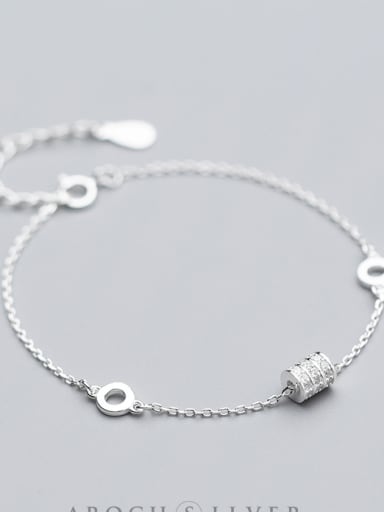 S925 silver bracelet female wind fashion personality elliptical Bracelet temperament pierced circle hand S2449