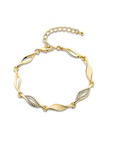 Exquisite Gold Plated Wave Shaped Rhinestones Bracelet