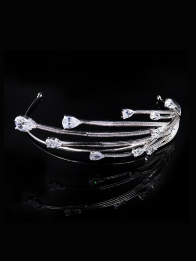 Micro Pave Zircons White Gold Plated Women Hair Accessories