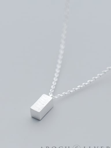 S925 Silver Necklace Pendant female fashion style simple rectangular Necklace individual character clavicle chain D4308